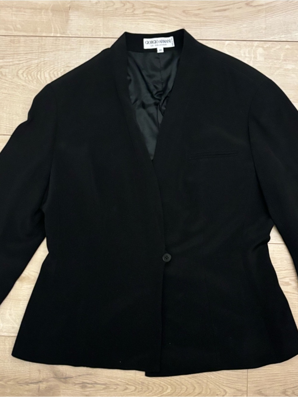 Vintage Giorgio Armani Black Blazer for Women Le Collezioni Preppy Designer